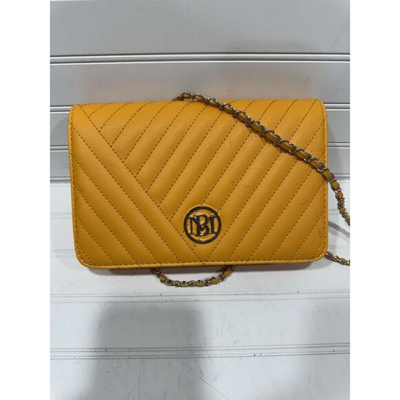 Badgley Mischka Handbags - Studio Badgley Mischka Crossbody With Round Logo Vegan Leather Yellow